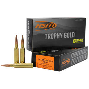 United States Association of Gun Owners HSM 65X55130VLD Trophy Gold Extended Range 6.5x55 Swedish 130 gr Berger Hunting VLD Match 20 Per Box/ 25 Case - $45.98 at United States Association of Gun Owners