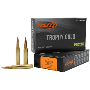 United States Association of Gun Owners HSM 2506115VLD Trophy Gold Extended Range 25-06 Rem 115 gr Berger Hunting VLD Match 20 Per Box/ 20 Case - $44.70 at United States Association of Gun Owners