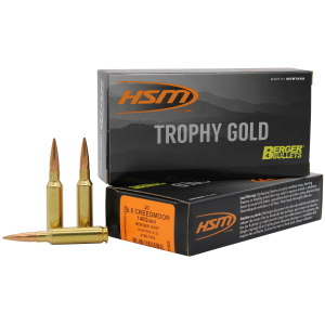 United States Association of Gun Owners HSM 65CREEDMOOR140VLD Trophy Gold Extended Range 6.5 Creedmoor 140 gr Berger Hybrid Tactical Open Tip Match 20 Per Box/ 25 Case - $41.24 at United States Association of Gun Owners