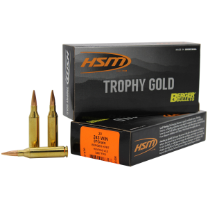 United States Association of Gun Owners HSM 24387VLD Trophy Gold Extended Range 243 Win 87 gr Berger Hybrid Tactical Open Tip Match 20 Per Box/ 25 Case - $38.28 at United States Association of Gun Owners