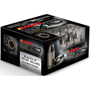 United States Association of Gun Owners Barnes 21555 .45 ACP +P 185 Grain TAC-XPD Handgun Ammo, 20-Round - $33.76 at United States Association of Gun Owners