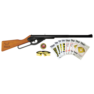 Daisy 994105403 Buck Shooting Kit Spring Piston 177 BB 400rd Shot 350 fps, Black Barrel/Rec, Stained Hardwood Furniture, Includes Glasses/Premium Ammo/Targets