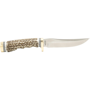 United States Association of Gun Owners Uncle Henry 1100087 Next Gen Golden Spike 5" Fixed Plain Satin Polished Stainless Steel Blade, Brown Brass Accents Staglon Handle - $32.43 at United States Association of Gun Owners
