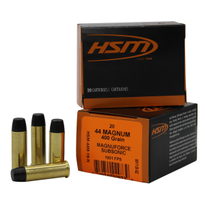 United States Association of Gun Owners HSM 44M19N 44RemMag Subsonic 400gr Hard Cast Long Flat Nose 20 Per Box/20 Case - $31.38 at United States Association of Gun Owners