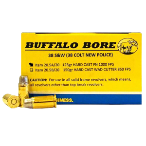 United States Association of Gun Owners Buffalo Bore 205A20 .38 S&W 125gr Hard Cast Flat Nose Ammo, 20-Round - $30.80 at United States Association of Gun Owners
