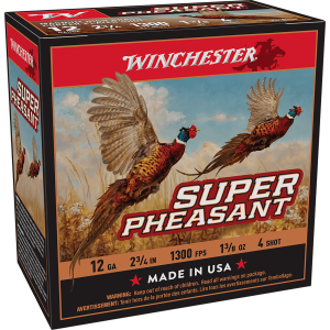 United States Association of Gun Owners Winchester Ammo X12PH4 Super Pheasant Magnum High Brass 12Gauge 2.75" 1 3/8oz 4Shot 25 Per Box/10 Case - $27.27 at United States Association of Gun Owners