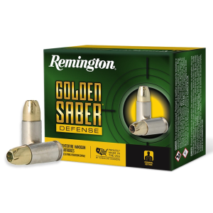 United States Association of Gun Owners Remington Ammunition 27601 Golden Saber Defense 9mmLuger 124gr Brass Jacketed Hollow Point 20 Per Box/25 Case - $27.61 at United States Association of Gun Owners