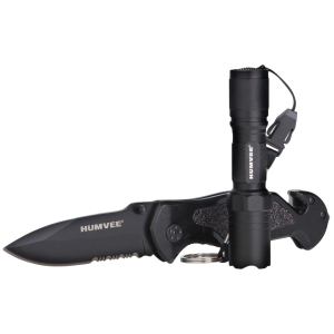 United States Association of Gun Owners Humvee Adventure Gear HMVKCER1 Rescue Combo 3.25" Folding Spear Point Part Serrated Stainless Steel Blade Black Aluminum Handle Features Glass Breaker/Pocket Clip/Seatbelt Cutter - $26.29 at United States Association of Gun Owners