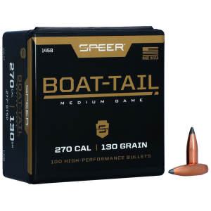United States Association of Gun Owners Speer 1458 Boat-Tail 270Cal 130gr Spitzer Boat Tail Soft Point 100 Per Box/5 Case - $26.28 at United States Association of Gun Owners