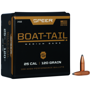 United States Association of Gun Owners Speer 1410 Boat-Tail 25Cal 120gr Jacketed Soft Point Boat Tail 100 Per Box/5 Case - $25.61 at United States Association of Gun Owners