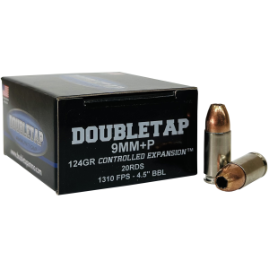 United States Association of Gun Owners DoubleTap Ammunition 9MM124HP209mm+P Luger 124gr Controlled Expansion JHP 20 Per Box/50 Case - $20.10 at United States Association of Gun Owners