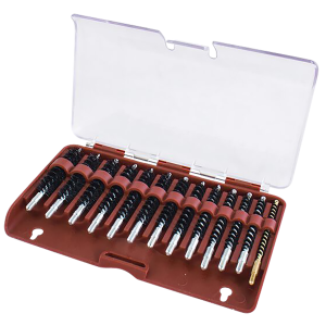 United States Association of Gun Owners Tipton 615333 Bore Brush Set .17-.45 Cal Rifle Firearm 8-32/5-40 Thread Stainless Steel Nylon Bristles Bronze Includes Storage Box - $19.93 at United States Association of Gun Owners