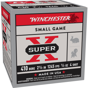 United States Association of Gun Owners Winchester Ammo X414 Super X Heavy Game Load High Brass 410Gauge 2.50" 1/2oz 4Shot 25 Per Box/10 Case - $19.79 at United States Association of Gun Owners