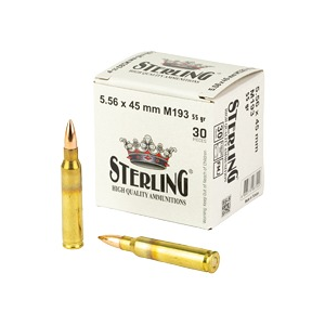 United States Association of Gun Owners Sterling 8698779967222 M193 5.56x45mm NATO 55 gr Full Metal Jacket 30 Per Box/ 50 Cs - $17.04 at United States Association of Gun Owners