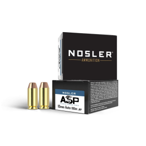 United States Association of Gun Owners Nosler ASP Handgun Ammunition 10mm Auto 180gr JHP 1150 fps 20/ct - $16.49 at United States Association of Gun Owners