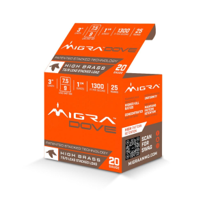 United States Association of Gun Owners Migra Ultimate Dove Hi-Brass Lead Shotshells 20ga 3" 1-1/4oz #7.5 & 9 Shot 25/ct - $16.99 at United States Association of Gun Owners