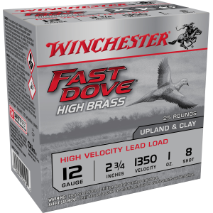 United States Association of Gun Owners Winchester Ammo WFD128B Fast Dove & Clay High Brass 12Gauge 2.75" 1oz 8Shot 25 Per Box/10 Case - $13.75 at United States Association of Gun Owners