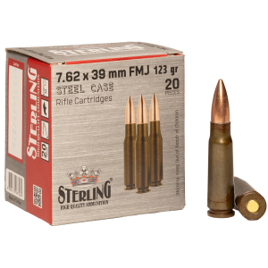 United States Association of Gun Owners Sterling 8698779967284 7.62x39mm 123gr Full Metal Jacket 20 Per Box/50 Case - $13.53 at United States Association of Gun Owners