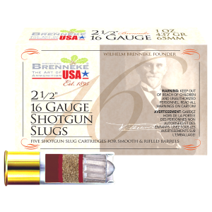United States Association of Gun Owners Brenneke SL162BR Brenneke 16 16Gauge 2.50" 1oz Slug Shot 5 Per Box/50 Case - $12.35 at United States Association of Gun Owners