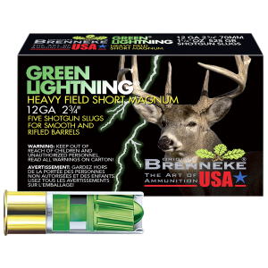 United States Association of Gun Owners Brenneke SL122HFSGL Green Lightning Heavy Field 12Gauge 2.75" 1 1/4oz Slug Shot 5 Per Box/50 Case - $12.08 at United States Association of Gun Owners