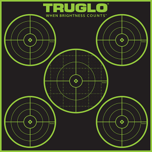 United States Association of Gun Owners TruGlo TG11A12 Tru-See 5-Bull Target Self-Adhesive Heavy Paper Black/Green 12"x12" 5-Bullseye 12 Pack - $12.42 at United States Association of Gun Owners