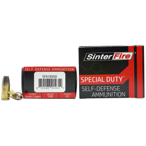 United States Association of Gun Owners SinterFire Inc SF9100SD Special Duty (SD) 9mmLuger 100gr Lead Free Frangible Hollow Point 20 Per Box/10 Case - $12.11 at United States Association of Gun Owners
