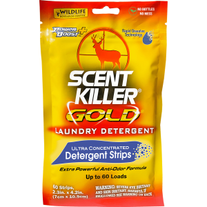 Wildlife Research 1285 Scent Killer Gold Laundry Detergent Strips Odor Eliminator Odorless Scent 60 Pack