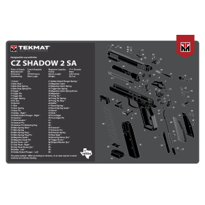 United States Association of Gun Owners TekMat TEKR17CZSHDW2 CZ Shadow 2 SA Cleaning Mat Black/White Rubber 11"x17" CZ-75 Shadow 2 SA Diagram - $8.38 at United States Association of Gun Owners