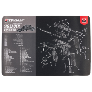 United States Association of Gun Owners TekMat TEKR17SIGP238 Sig Sauer P238 Cleaning Mat Black/Gray Rubber 11"x17" Sig P238 Parts Diagram - $8.38 at United States Association of Gun Owners
