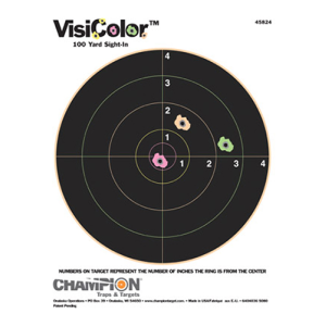 United States Association of Gun Owners Champion Targets 45824 VisiColor Bullseye Paper Hanging Pistol/Rifle 8.50" x 11" Multi-Color Includes Pasters 10 Pack - $8.21 at United States Association of Gun Owners