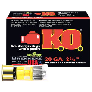 United States Association of Gun Owners Brenneke SL202KO K.O. 20Gauge 2.75" 3/4oz Slug Shot 5 Per Box/50 Case - $8.21 at United States Association of Gun Owners