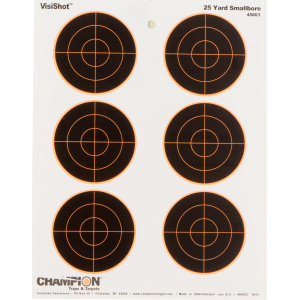 United States Association of Gun Owners Champion Targets 45803 VisiShot Bullseye Paper Hanging 25 yds Small Bore Rifle 8.50" x 11" Black/White 10 Pack - $6.84 at United States Association of Gun Owners