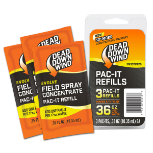 United States Association of Gun Owners Dead Down Wind 1310 Evolve Field Spray Pac-It Refills Cover Scent Odor Eliminator Unscented Scent 36 oz Concentrate - $6.60 at United States Association of Gun Owners