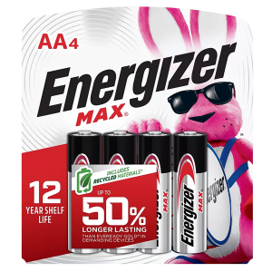 Energizer E91BP4 AA Max Silver 1.5V Alkaline, Qty (4) Single Pack