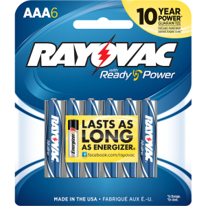 Rayovac 8246T AAA HIGH ENREGY Alkaline Batteries Silver/Blue 1.5 Volts 2,700 mAh (6) Single Pack