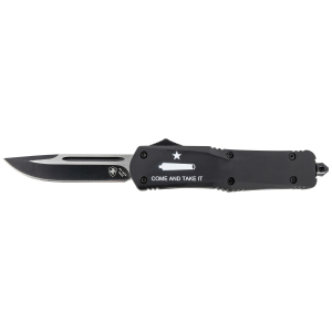 Templar Knife LCATI331 Gen II Come And Take It Large 3.50" OTF Drop Point Plain Black Oxide Stonewashed 440C SS Blade, 5.25" Black "Come And Take It" Aluminum Handle, Glass Breaker
