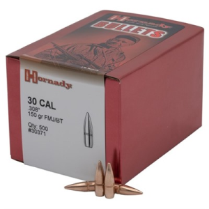 United States Association of Gun Owners Hornady 30371 .30 Caliber 150gr Boat Tail Reloading Bullets, 500/Box - $97.54 at United States Association of Gun Owners