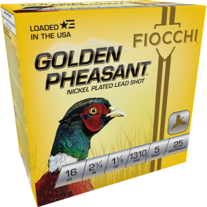 United States Association of Gun Owners Fiocchi Golden Pheasant 16 Gauge 2.75in Nickel-Plated Lead Shot, #5, 25-Round - $25.88 at United States Association of Gun Owners