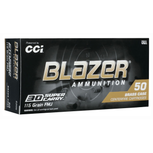 United States Association of Gun Owners CCI 5205 Blazer Brass .30 Super Carry 115gr Full Metal Jacket Ammo, 50-Round Box - $17.16 at United States Association of Gun Owners