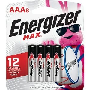 Energizer E92MP8 AAA Max 1.5V Alkaline Batteries, 8-Pack