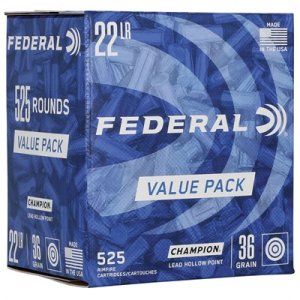 Federal Champion Training .22 LR 36gr Lead Hollow Point Ammo, 525/Box
