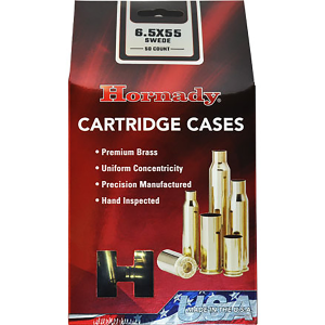 Hornady 86263 6.5x55 Swedish Unprimed Brass Cases, 50 Count