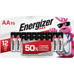 Energizer E91LP16 AA Max Silver 1.5V Alkaline Batteries, 16-Pack
