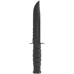 Ka-Bar 1214 Fighting/Utility 7" Fixed Clip Point Serrated Black 1095 Cro-Van Blade, Black Kraton G Handle, Includes Sheath