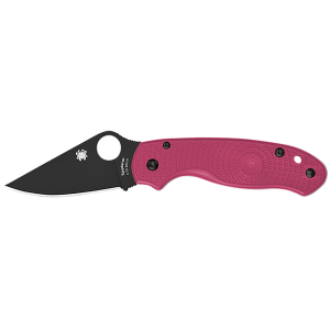 Spyderco C223PPNBK Para 3 Lightweight Breast Cancer EDC 2.93" Folding Plain Black DLC BD1N SS Blade, Pink Textured FRN Handle