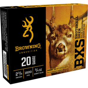 Browning Ammo B193112021 BXS 20Gauge 2.75" 3/4oz Sabot Slug Shot 5 Per Box/20 Case
