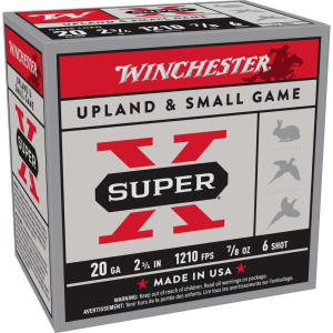 Winchester Super-X Game Shotshells 20 Gauge 2.75in #6 Lead, 25 Rounds