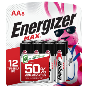 Energizer E91MP8 AA Max Silver 1.5V Alkaline Batteries, 8-Pack
