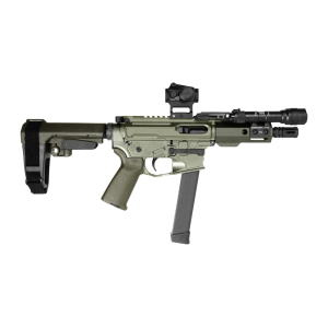 Shark Coast Tactical SCC05752GK9B Grassy Knoll Bundle 9mm Luger 30+1 5" Threaded Barrel, Aluminum Receiver w/Picatinny Rail, M-LOK Handguard, Polymer SB Tactical SBA3 Brace, Streamlight ProTac Rail Li