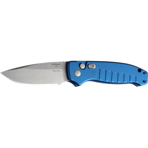 Hogue Ballista-I Button Auto 3.5in Drop Point Blade, Tumbled Blue - 84133